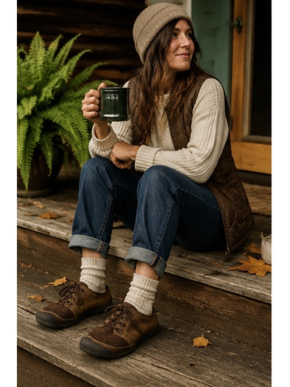KEEN Womens 10 Brown Leather Wool Felt Lace Up Shoes Clogs Gorpcore